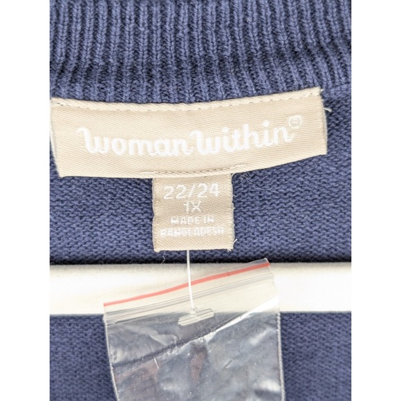 Woman Within Navy Blue Button Cardigan Sweater Plus Size 22 24 1X Cabincore NEW - Picture 7 of 11